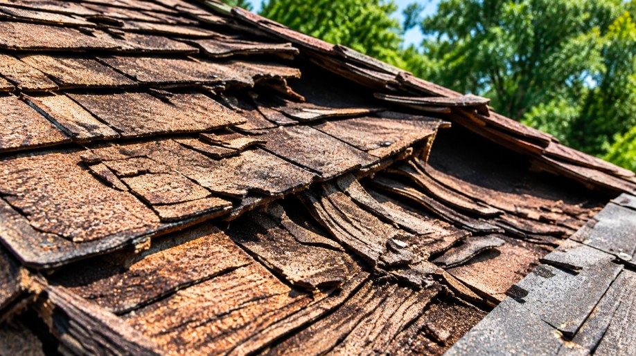 Water-damaged wood shake roof that needs repair