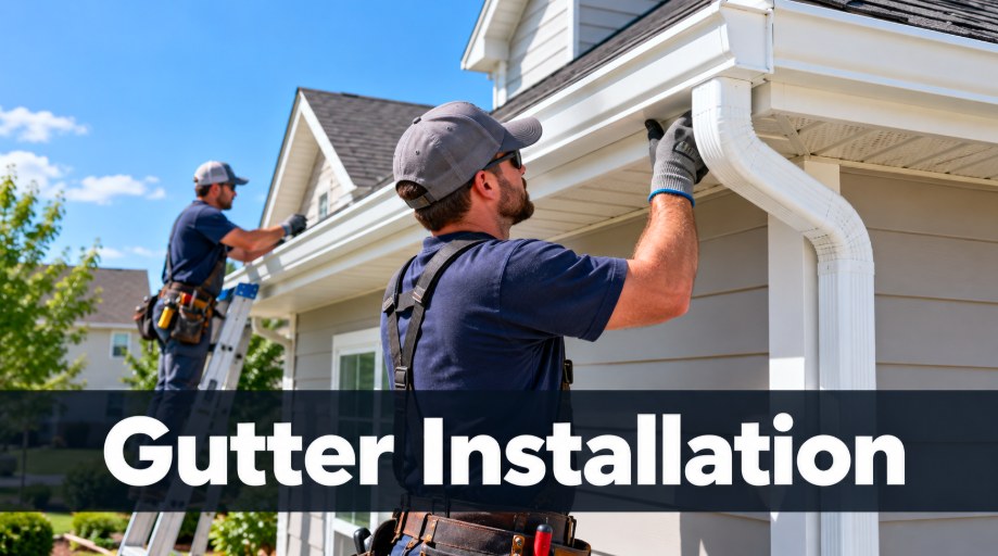 New seamless gutter and downspout installed on a Los Angeles home
