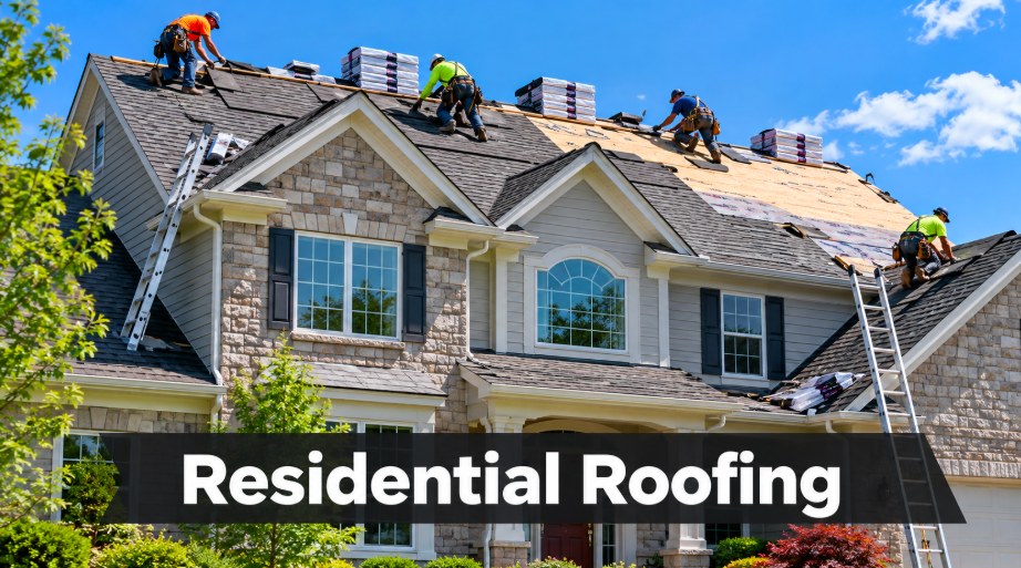 Amoza Roofing crew working on a residential roof in Los Angeles