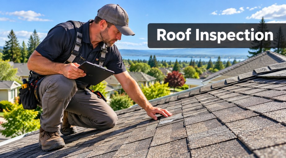 Close-up inspection of roof flashing and penetrations