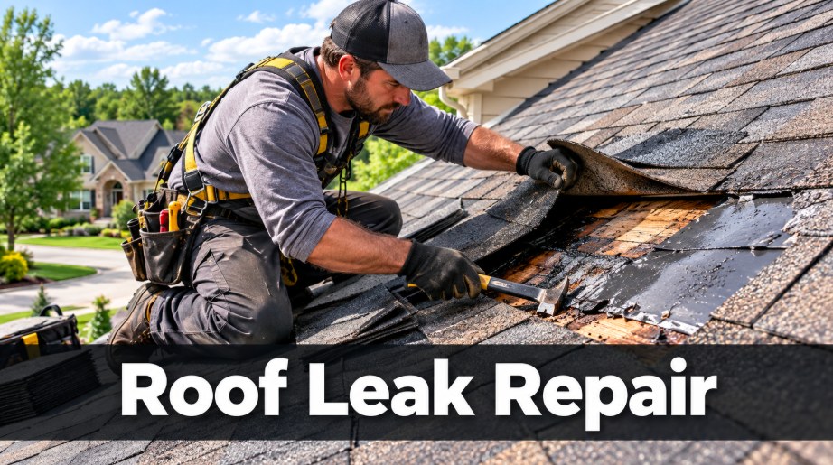 Water-stained ceiling caused by a roof leak