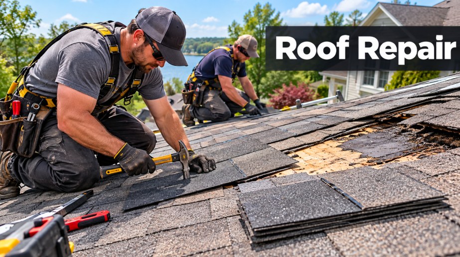Close-up of a completed roof repair