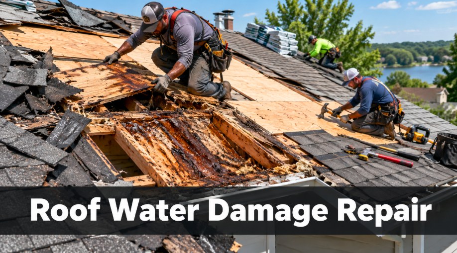 Damaged wood shake roof showing signs of water damage